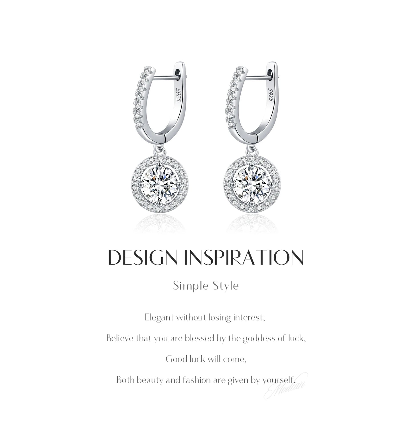 MODIAN D Color Moissanite Drop Earrings 925 Sterling Silver Halo Dangle Earrings For Women Wedding Engagement Fine Jewelry Gift