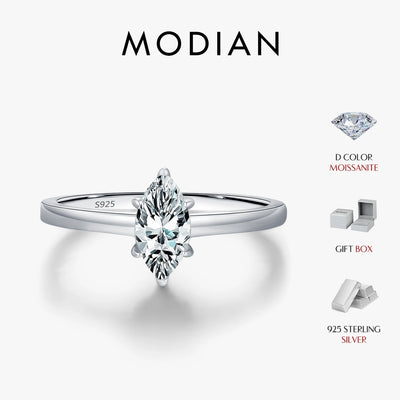 MODIAN D Color Marquise Cut Rhombic Moissanite 925 Sterling Silver Luxury  Band Rings For Women Wedding Fine Jewelry Gifts