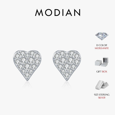MODIAN D Color Moissanite Simple Daily Wear Ear Studs 925 Sterling Silver Heart Small Stud Earrings For Women Fine Party Jewelry