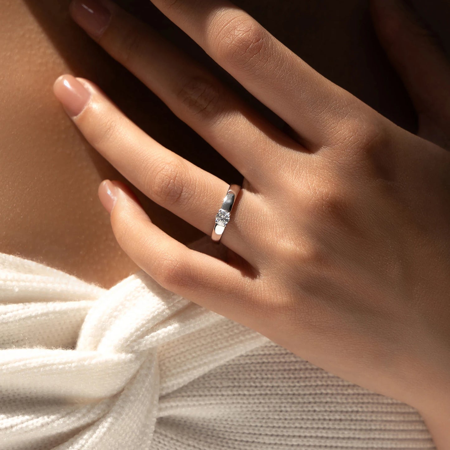 MODIAN D Color Round Moissanite Rings 925 Sterling Silver Fashion Simple Ring For Women Wedding Statement Jewelry Gifts