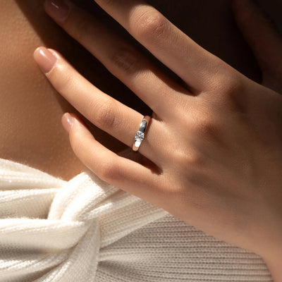 MODIAN D Color Round Moissanite Rings 925 Sterling Silver Fashion Simple Ring For Women Wedding Statement Jewelry Gifts