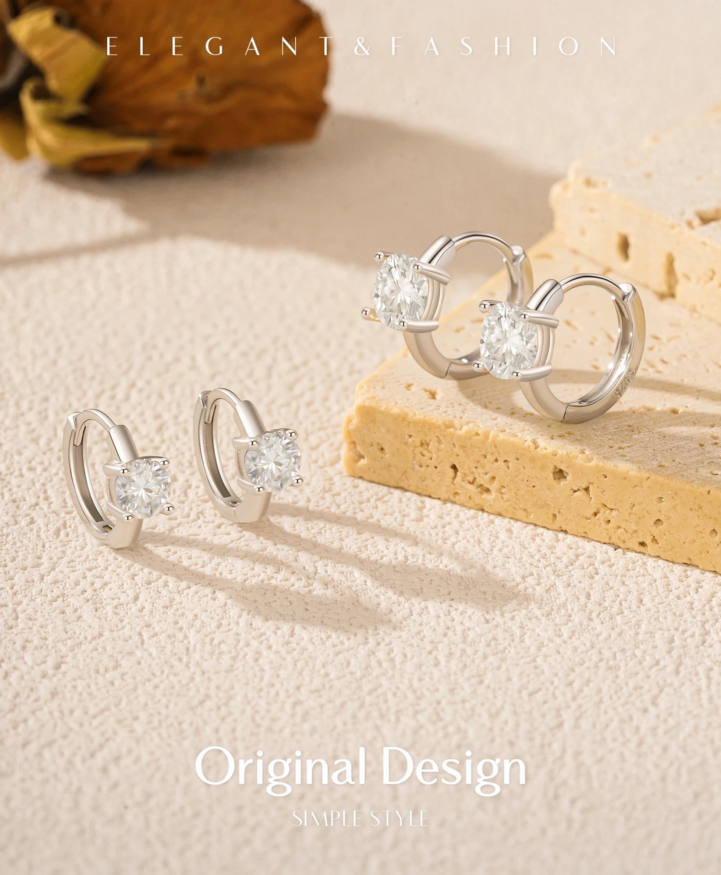 MODIAN 1CT/2CT D Color Moissanite Ear Buckle 925 Sterling Silver Classic Round Hoop Earrings For Women Fine Wedding Jewelry