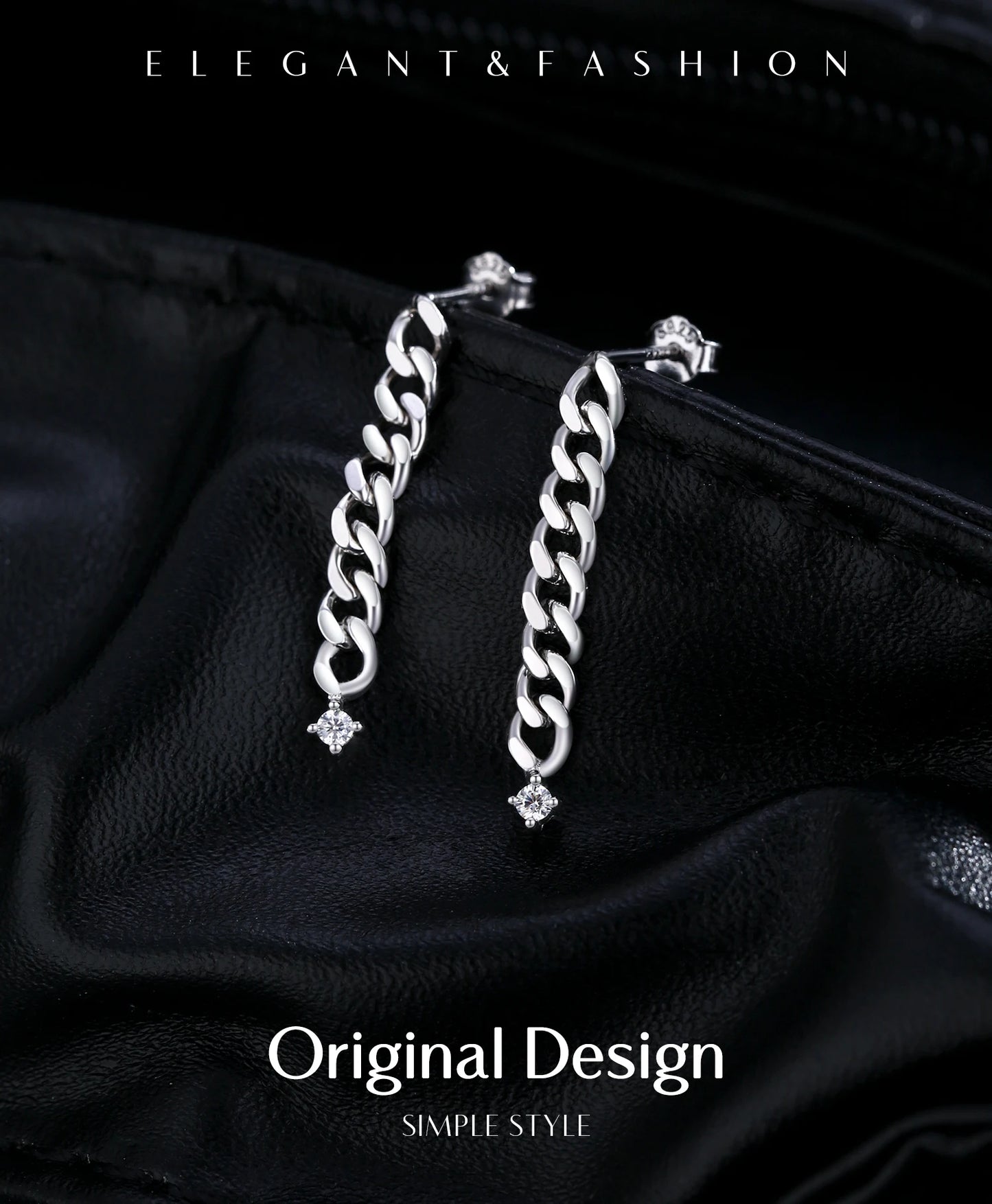 MODIAN D Color Moissanite Link Chain Stud Earrings 925 Sterling Silver Exquisite Trendy Earrings For Women Vacation Fine Jewelry