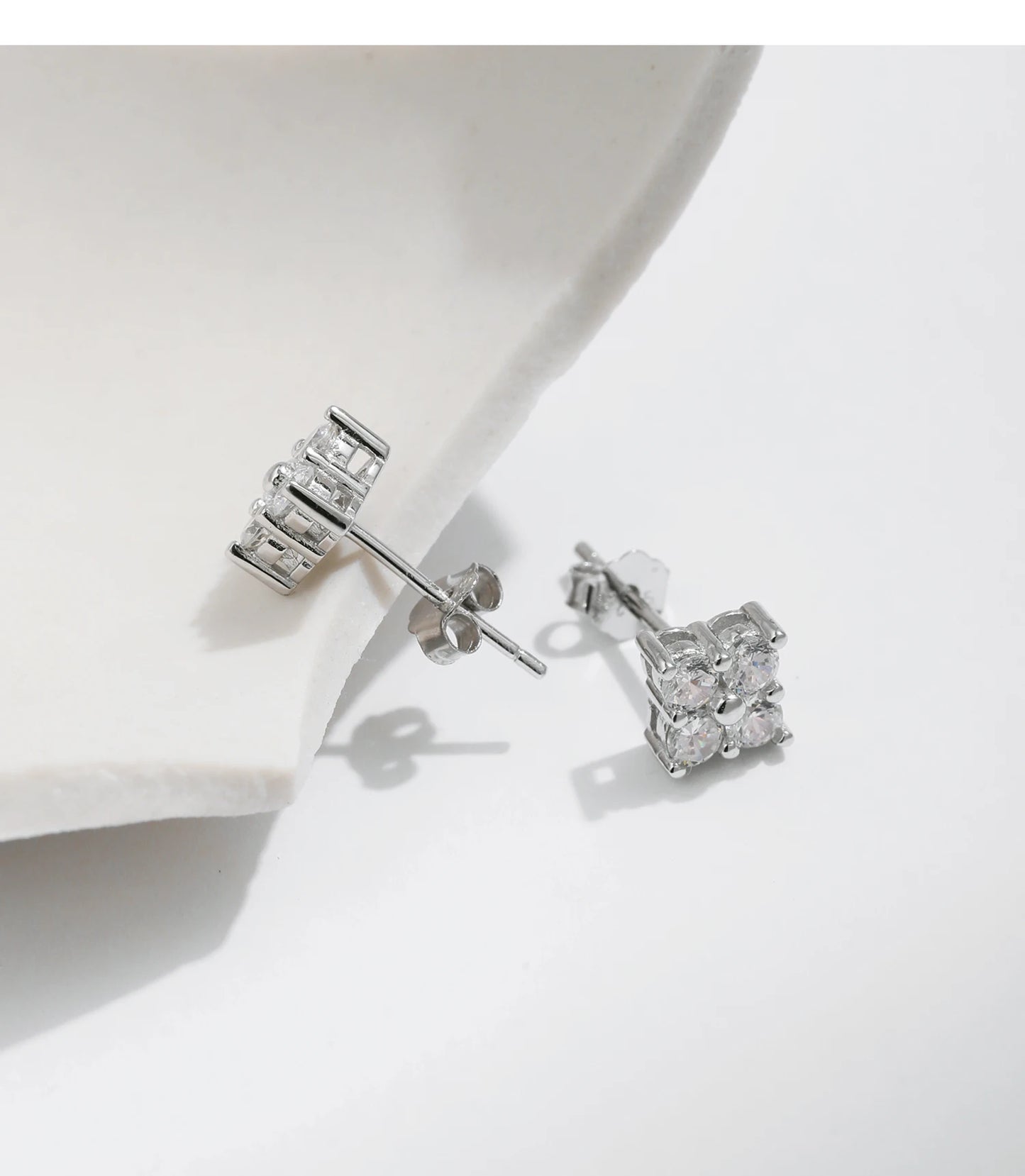 MODIAN Simple D Color Moissanite 925 Sterling Silver Dazzling Lab Created Diamond Ideal Cut Stud Earrings For Women Jewelry