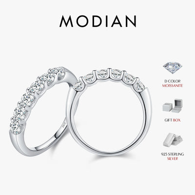 MODIAN D Color VVS1 EX Round Moissanite Ring 925 Sterling Silver Eternity Bands Rings Women Wedding Engagement Luxury Jewelry