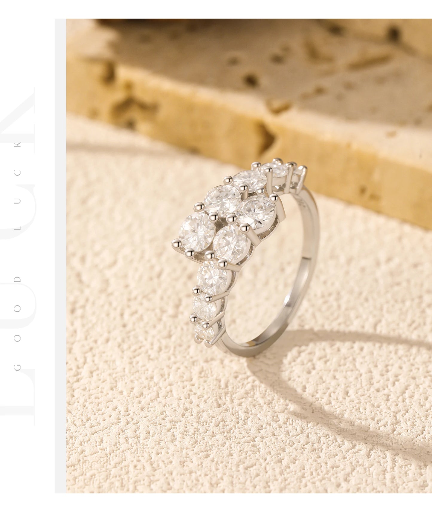MODIAN D Color Moissanite Eternity Band Ring 925 Sterling Silver Luxury Geometric Ring For Women Wedding Engagement Fine Jewelry