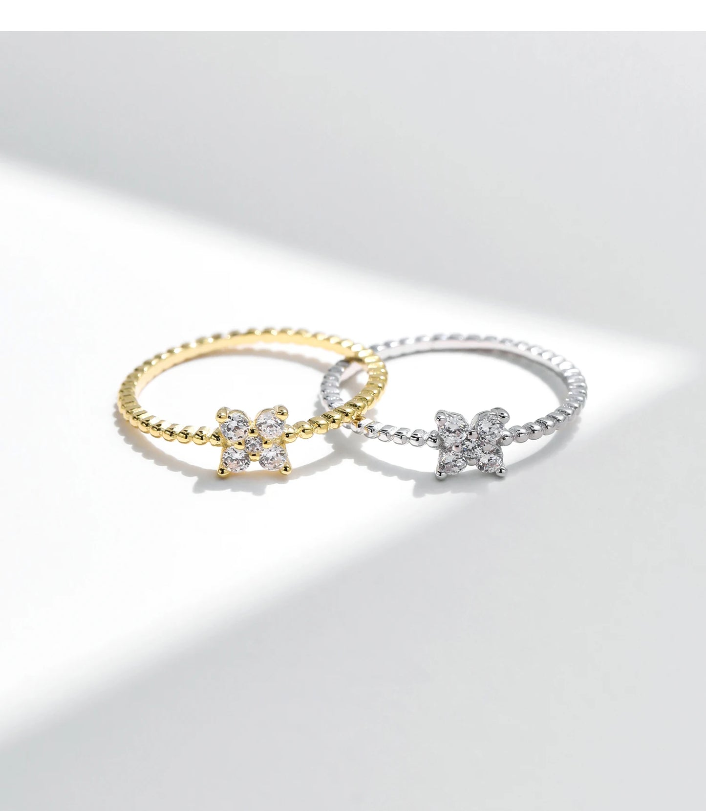 MODIAN Four Leaf Clover D Color Moissanite Ring 925 Sterling Silver Stackable Beads Trendy Finger Ring For Women Fine Jewelry