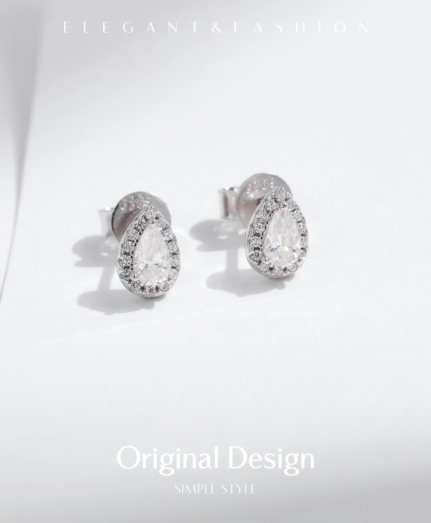 MODIAN D Color Pear Cut Moissanite Stud Earrings 925 Sterling Silver Water Drop Lab Created Diamond Wedding Jewelry For Women