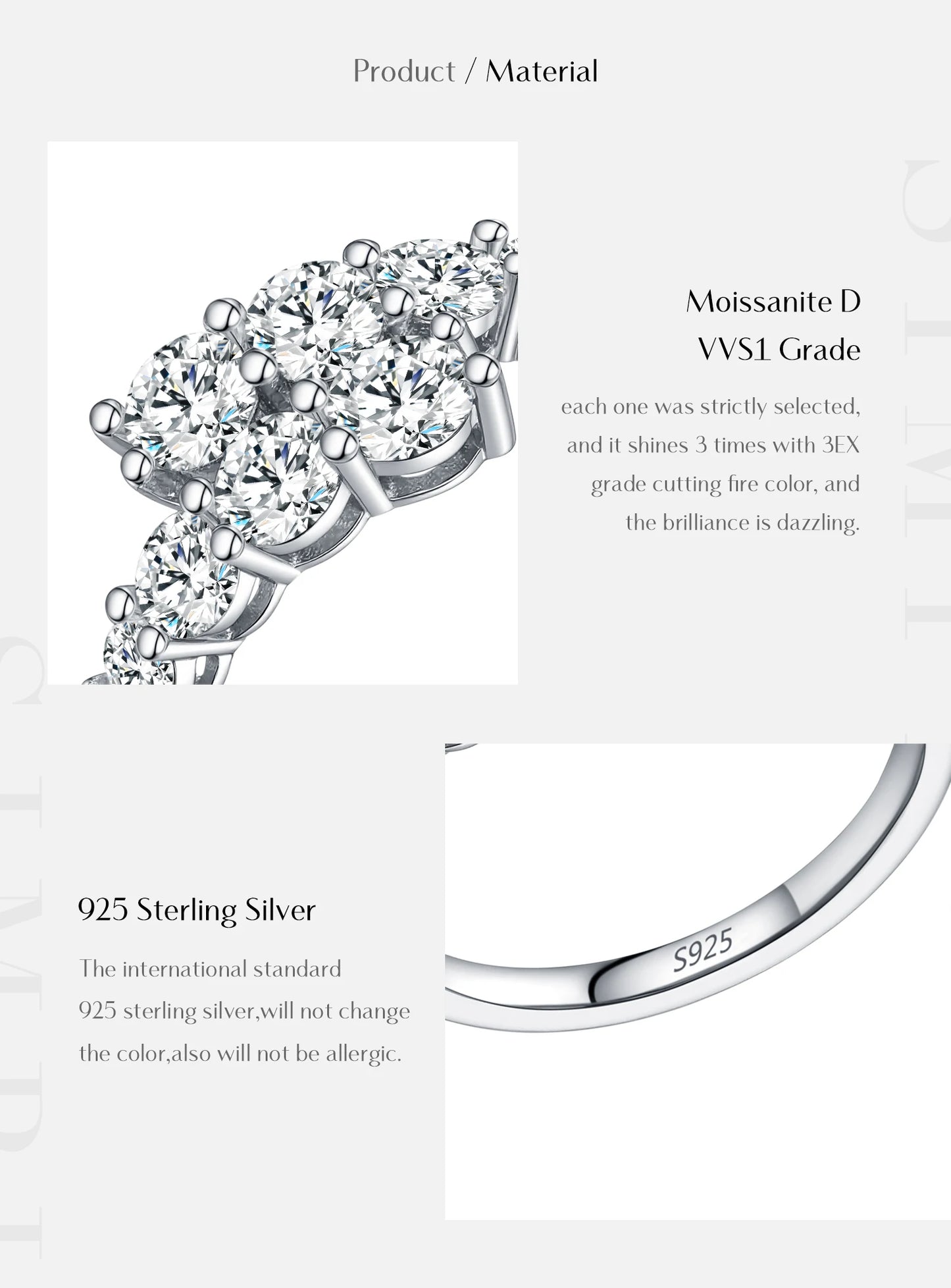 MODIAN D Color Moissanite Eternity Band Ring 925 Sterling Silver Luxury Geometric Ring For Women Wedding Engagement Fine Jewelry
