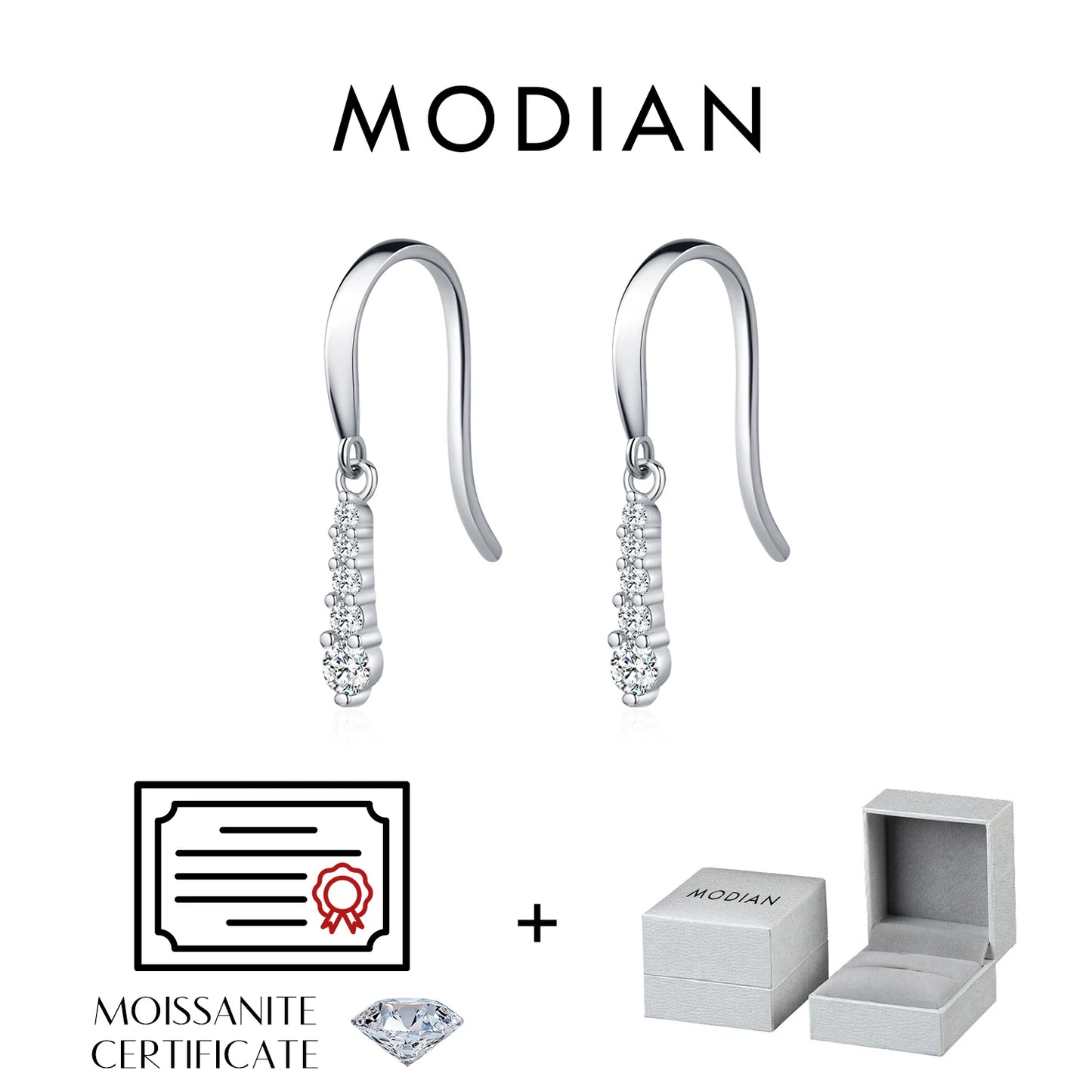 MODIAN D Color Moissanite Dangle Dangle 925 Sterling Silver Fashion Dazzling Fashion Water Drop Earrings For Women Fine Jewelry
