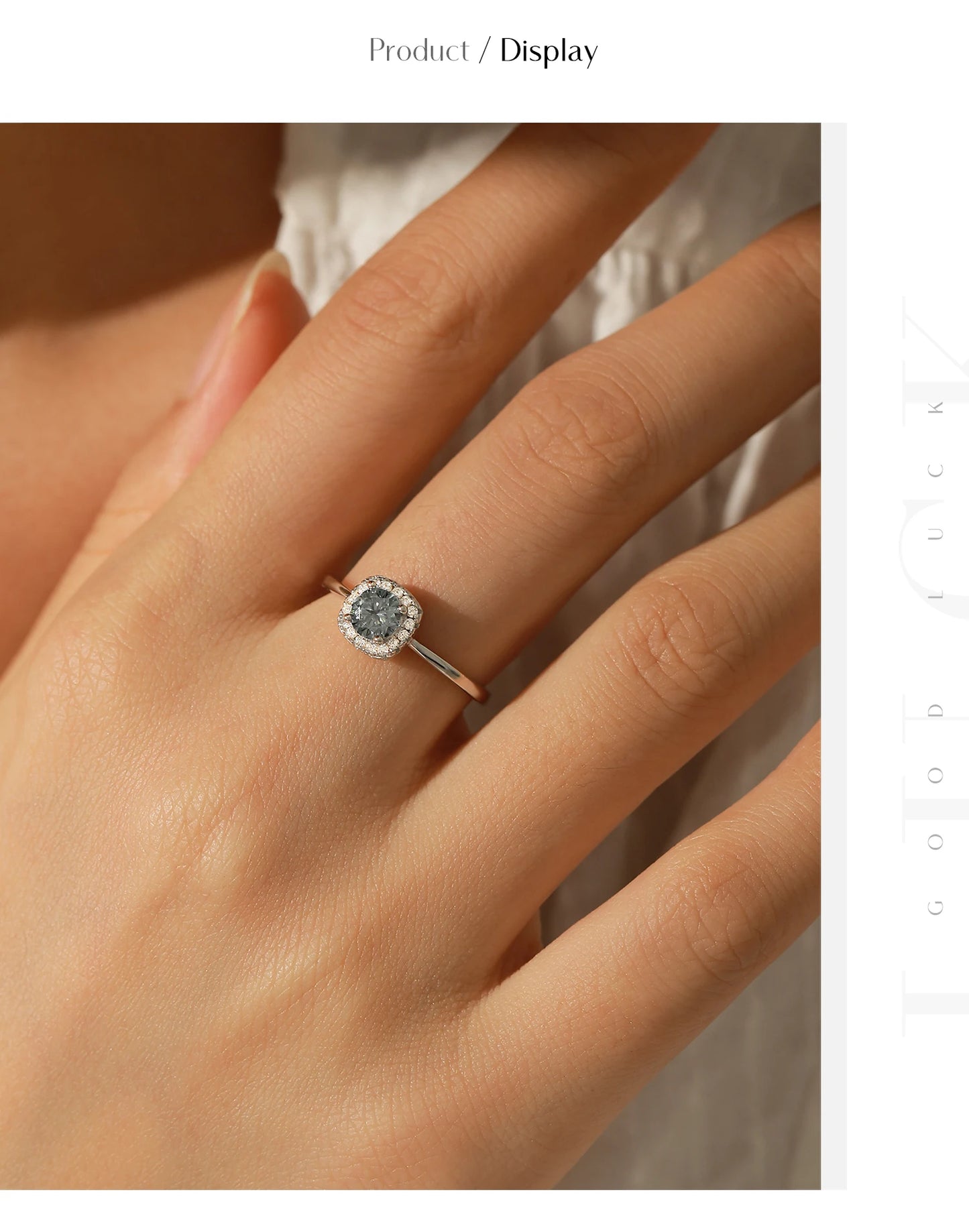 MODIAN D Color Gray Moissanite Rings 925 Sterling Silver Fashion Sparkle Square Halo Ring For Women Wedding Fine Jewelry Gift