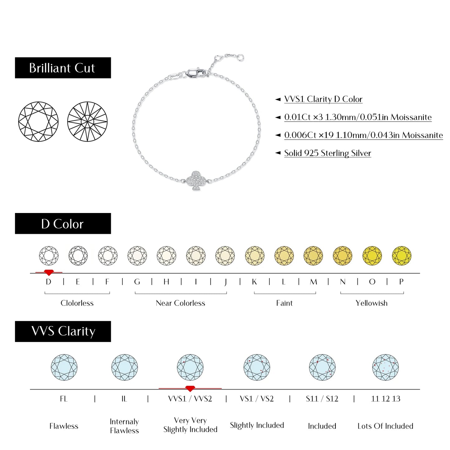 MODIAN D Color Moissanite 925 Sterling Silver Simple Daily Clubs Link Chain Trendy Bracelet For Women Fine Jewelry Gifts