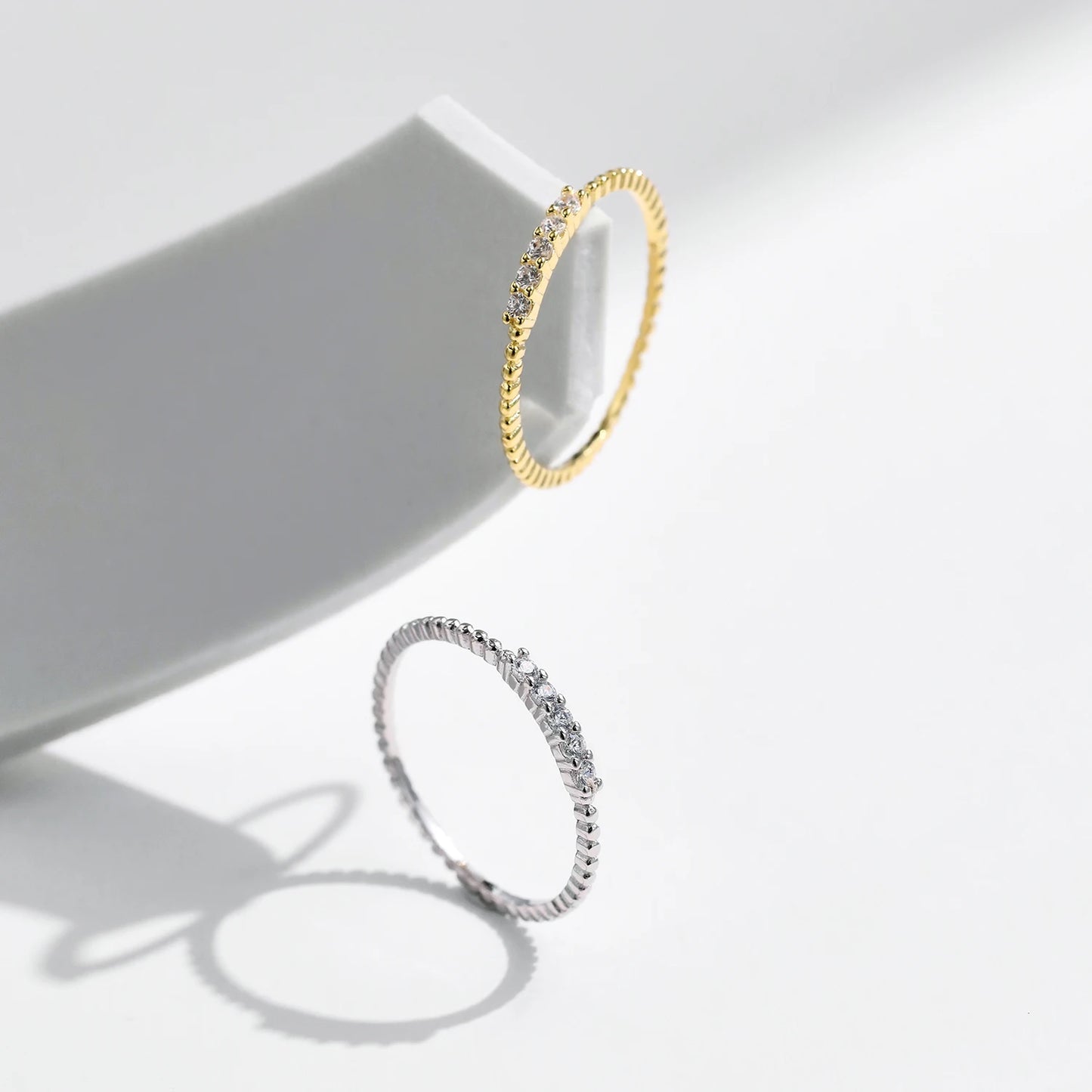 MODIAN Sparkling Moissanite Eternity Band Ring 925 Sterling Silver Stackable Popular Finger Rings For Women Party Jewelry