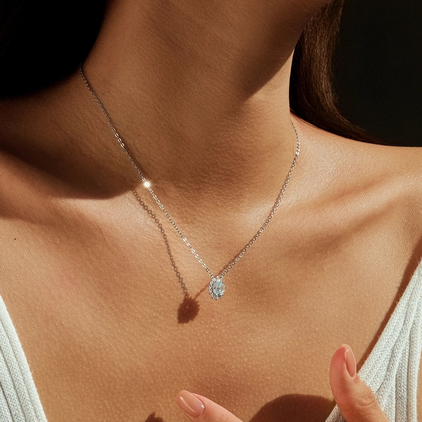 MODIAN D Color Oval Moissanite Necklaces 925 Sterling Silver Classic Pendant Necklace For Women Wedding Engagement Fine Jewelry