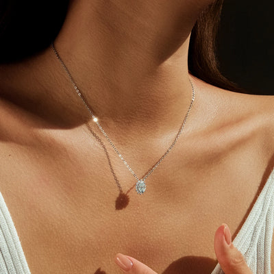 MODIAN D Color Oval Moissanite Necklaces 925 Sterling Silver Classic Pendant Necklace For Women Wedding Engagement Fine Jewelry