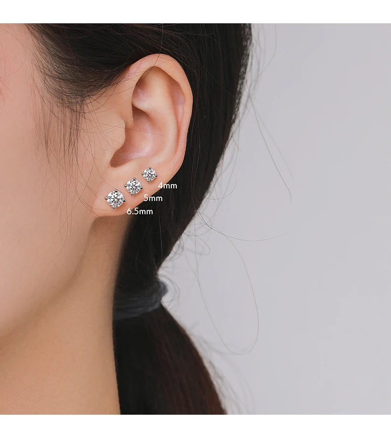 Modian Moissanite 1CT 2CT D Color VVS1 EX Luxury Stud Earrings 925 Sterling Silver Sparkling Earrings For Women Wedding Jewelry