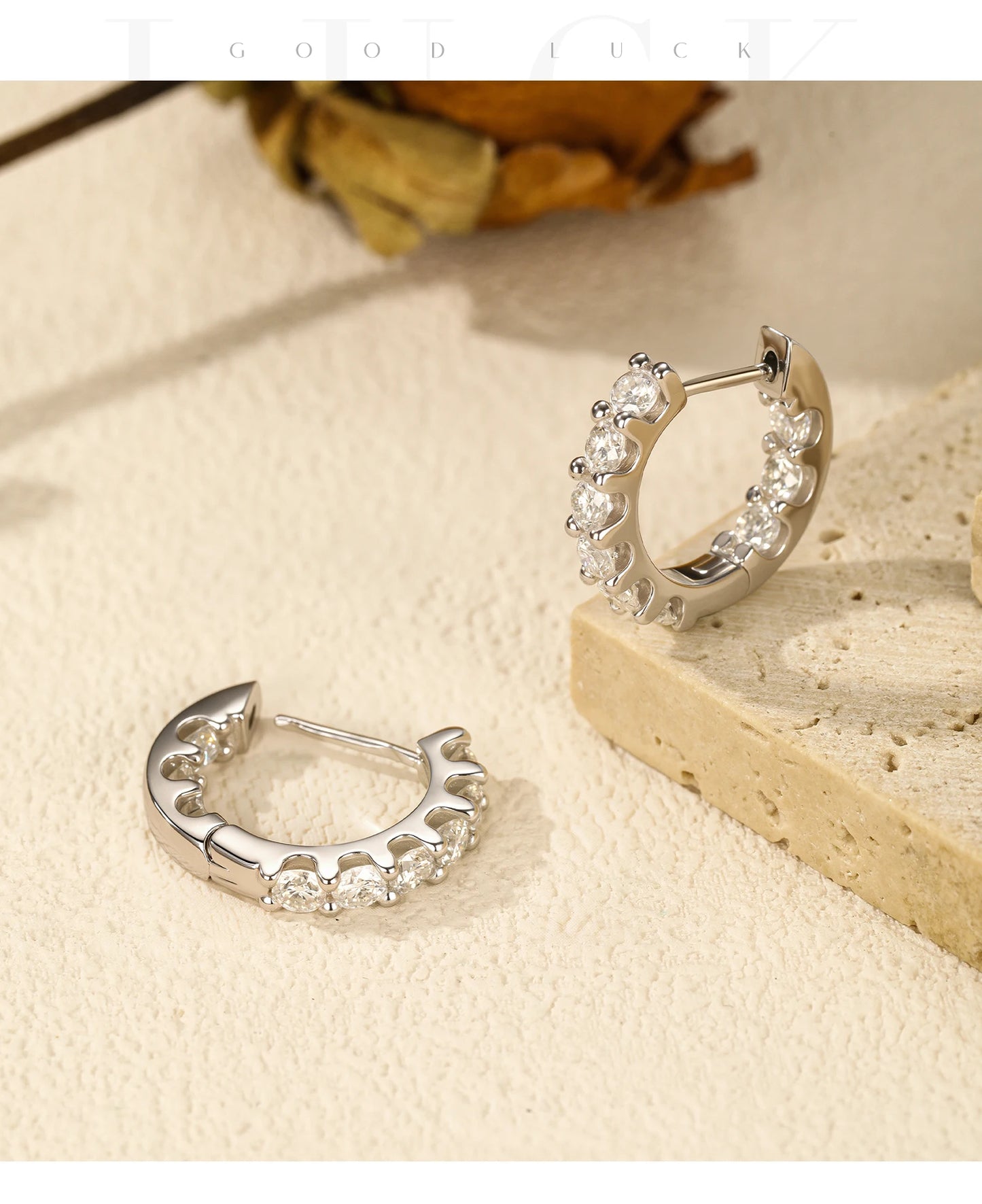 MODIAN D Color Round Moissanite Ear Buckle 925 Sterling Silver Classic Simple Hoop Earrings For Women Party Fine Jewelry Gifts
