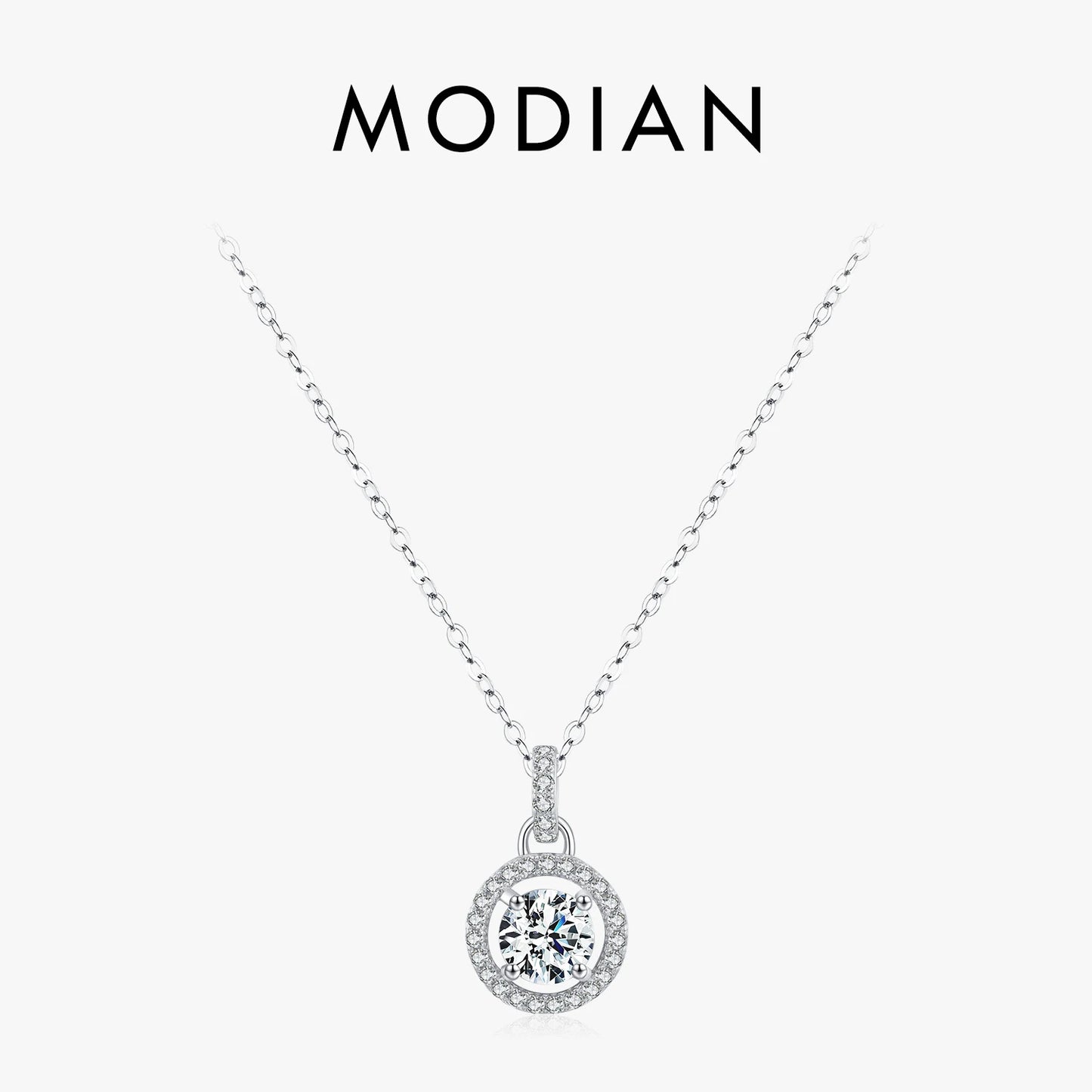 MODIAN 1 Carat D color Moissanite Pendant Necklace For Women 925 Sterling Silver Wedding Bridal Fine Jewelry With Certificate