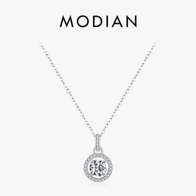 MODIAN 1 Carat D color Moissanite Pendant Necklace For Women 925 Sterling Silver Wedding Bridal Fine Jewelry With Certificate