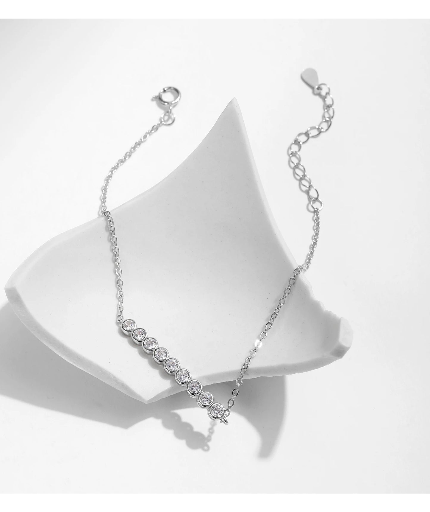 MODIAN D Color Moissanite Link Chain Pendant Necklace 925 Sterling Silver Trendy A Row Round Bracelet For Women Fine Jewelry Set