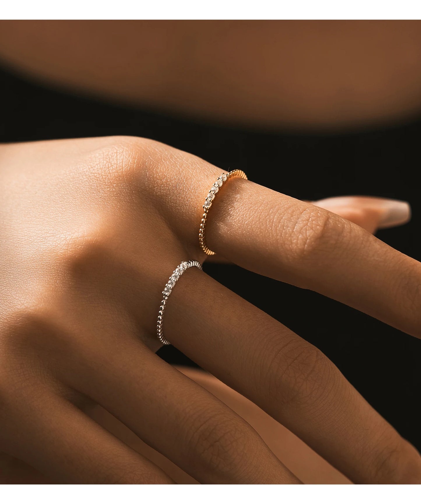 MODIAN D Color Stackable Moissanite Ring 925 Sterling Silver Beads Sparkling Trendy Rings For Women Party Vacation Jewelry