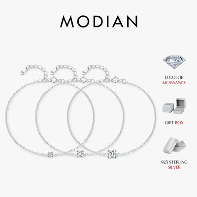 MODIAN D Color Moissanite Bracelet 925 Sterling Silver Classic Minimalist Daily Link Chain Bracelet For Women Fine Jewelry