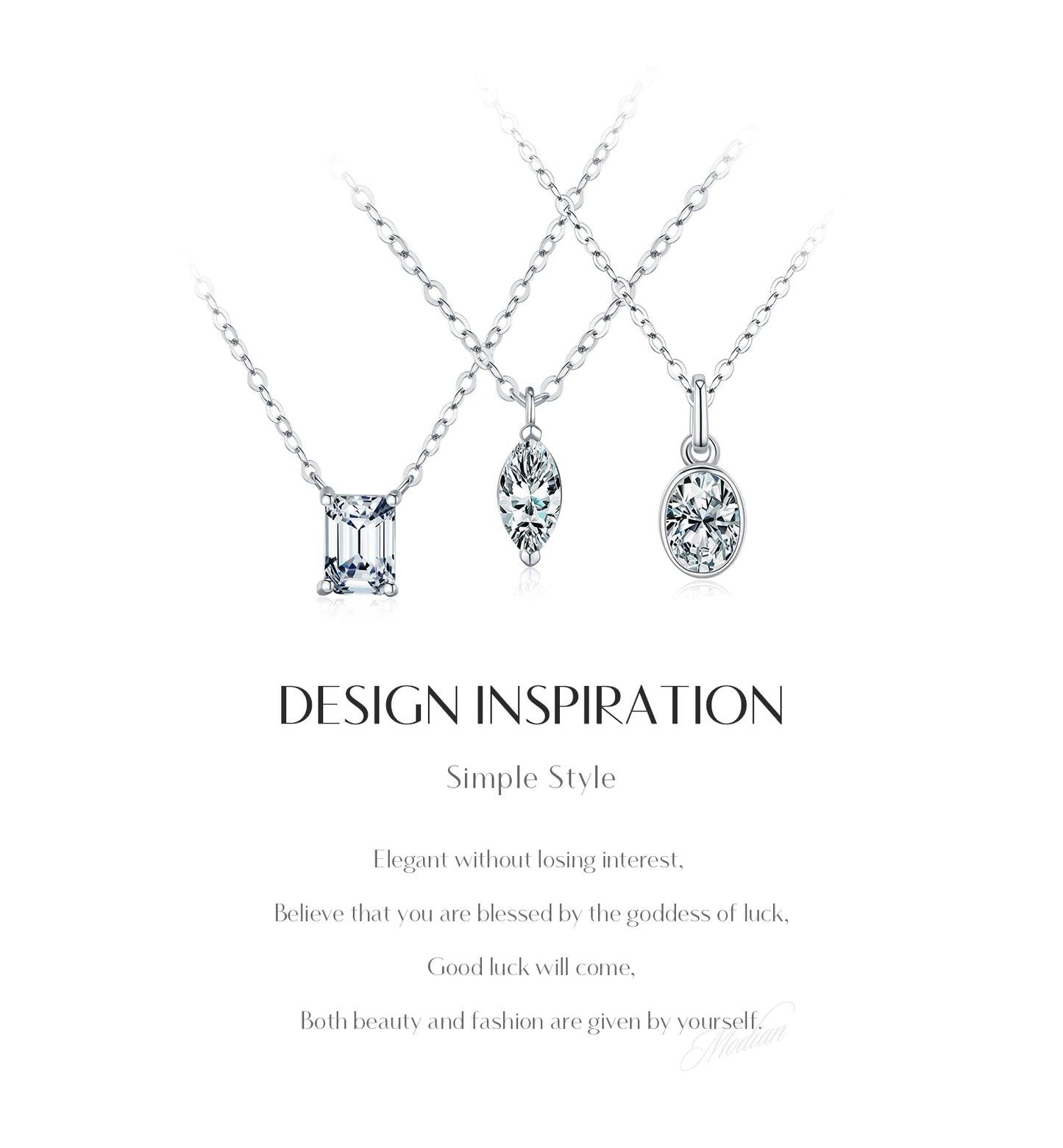 MODIAN 6 Styles D Color Geometric Moissanite Necklaces 925 Sterling Silver Dazzling Pendant Necklace For Women Fine Jewelry