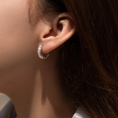 MODIAN D Color Sparkling Moissanite Ear Buckles Lab Diamond 925 Sterling Silver Luxury Hoop Earrings for Women Jewelry Gifts