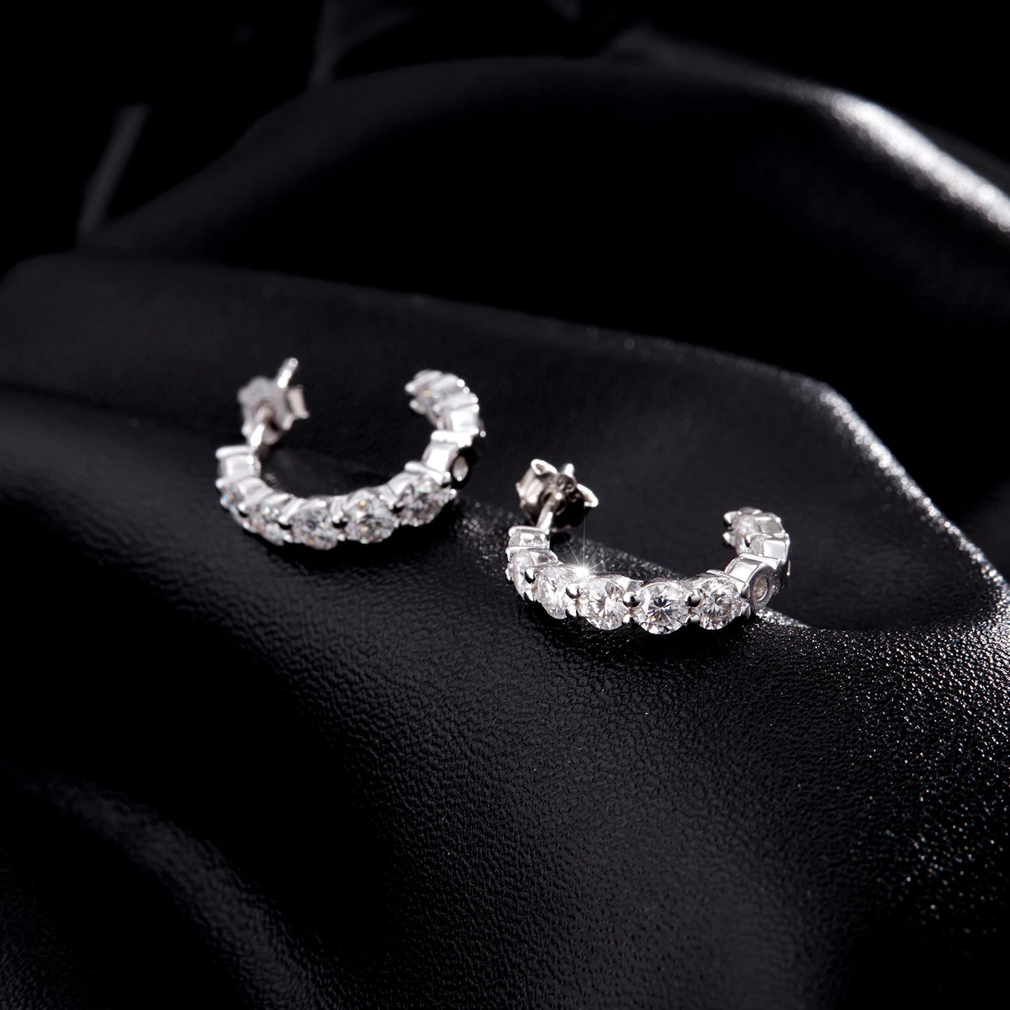 MODIAN D Color C Shape Moissanite Earrings 925 Sterling Silver Charming Dazzling Hoop Earrings For Women Wedding Fine Jewelry