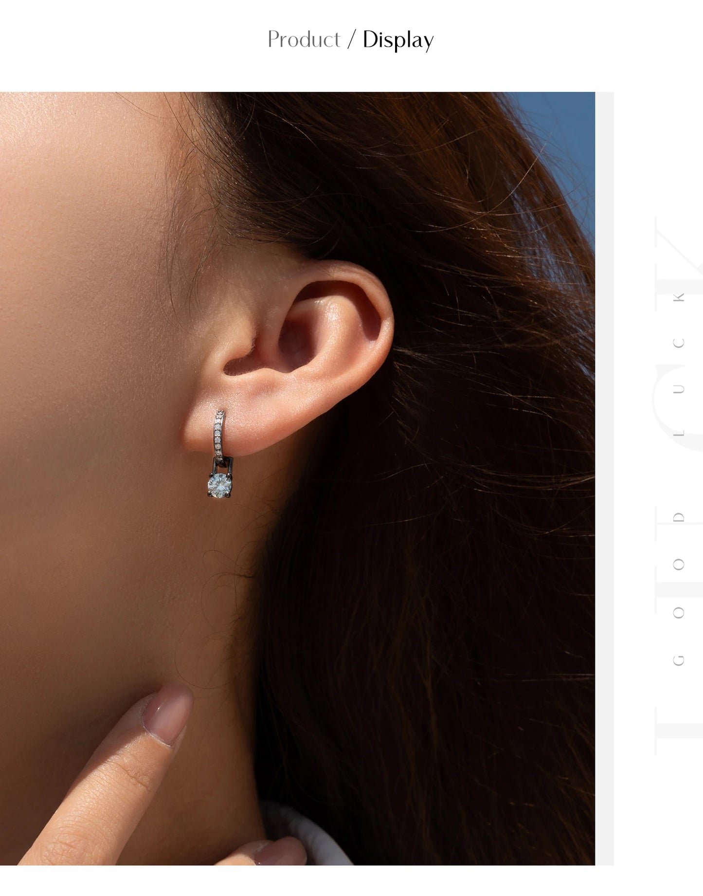 MODIAN 0.5Ct D Color Light Green Moissanite Swing Hoop Earrings 925 Sterling Silver Black Punk Ear Buckles for Women Jewelry