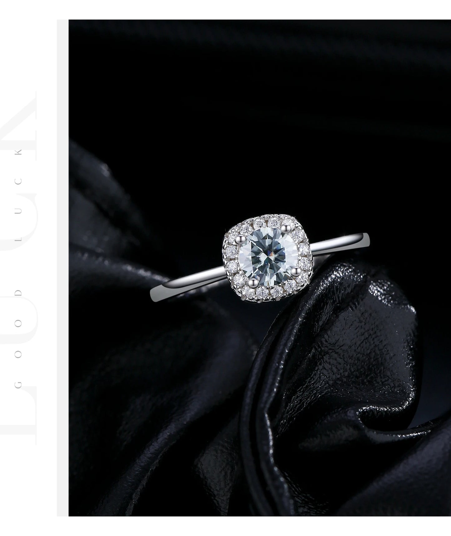 MODIAN D Color Gray Moissanite Rings 925 Sterling Silver Fashion Sparkle Square Halo Ring For Women Wedding Fine Jewelry Gift