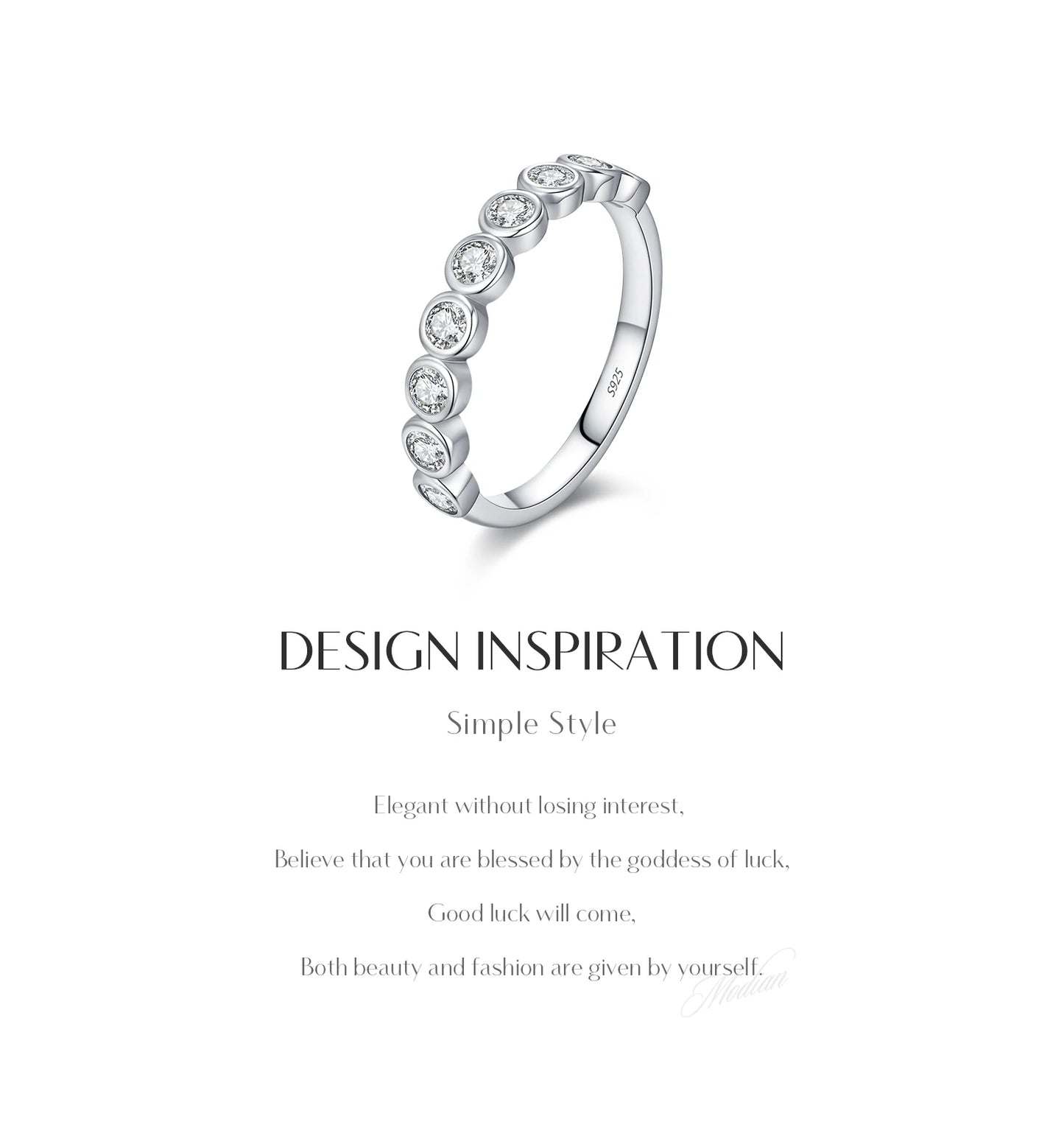 MODIAN D Color Round Moissanite Eternity Ring 925 Sterling Silver Stackable Finger Rings For Women Wedding Fine Jewelry Gifts
