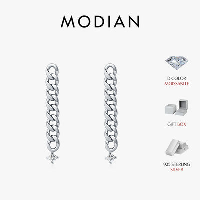 MODIAN D Color Moissanite Link Chain Stud Earrings 925 Sterling Silver Exquisite Trendy Earrings For Women Vacation Fine Jewelry