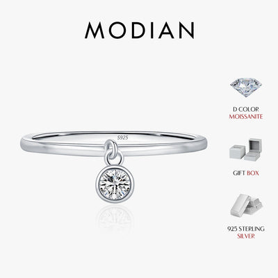 MODIAN D Color Round Moissanite Ring 925 Sterling Silver Small Charms Sparkling Finger Rings For Women Wedding Jewelry Gift