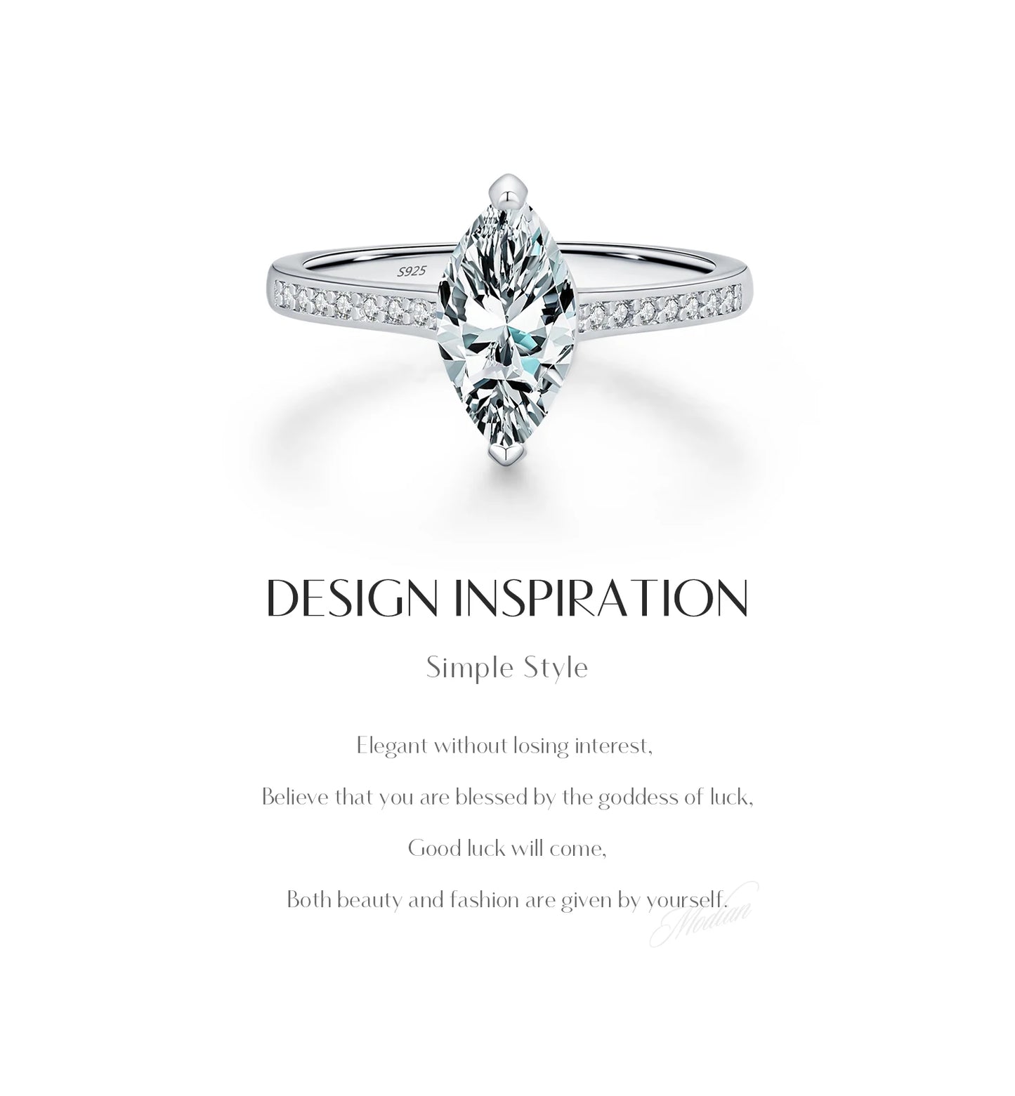 MODIAN Marquise Cut D Color Moissanite Finger Rings 925 Sterling Silver Exquisite Wedding Engagement Ring For Women Fine Jewelry