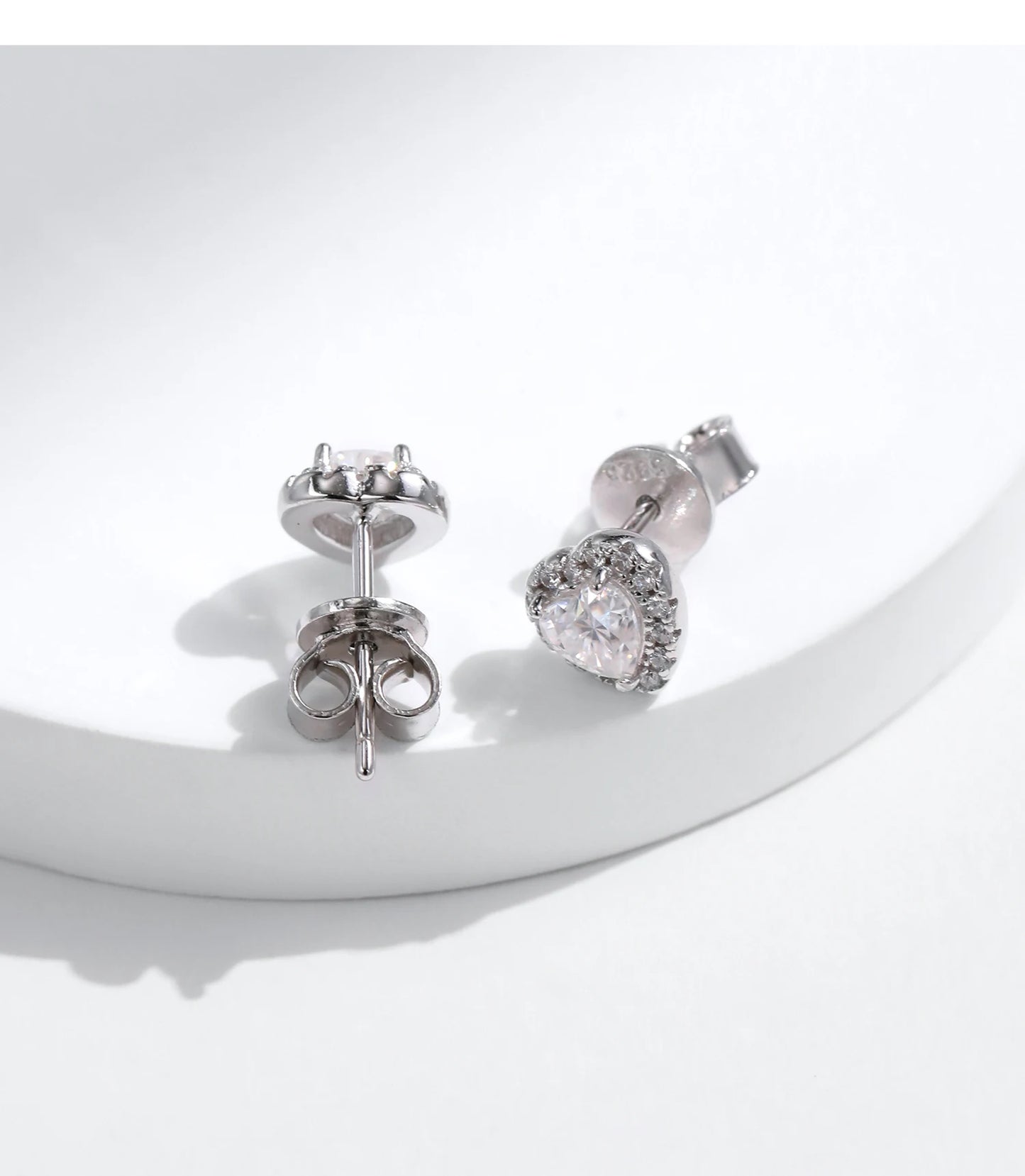 MODIAN Moissanite D Color Stud Earrings Hearts Cut Lab Created Diamond 925 Sterling Silver Romantic Earrings For Women Jewelry