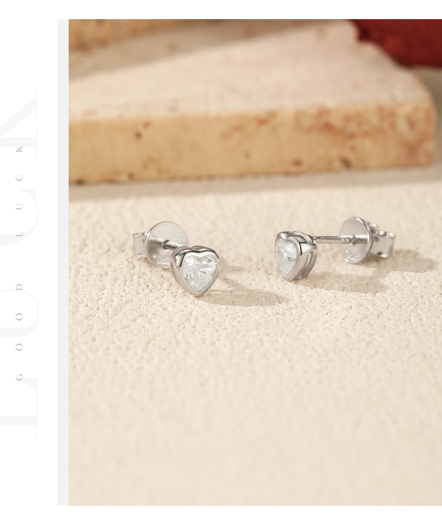 MODIAN 3 Sizes Heart Moissanite Ear Studs 925 Sterling Silver Dazzling Stackable Fashion Stud Earrings For Women Fine Jewelry