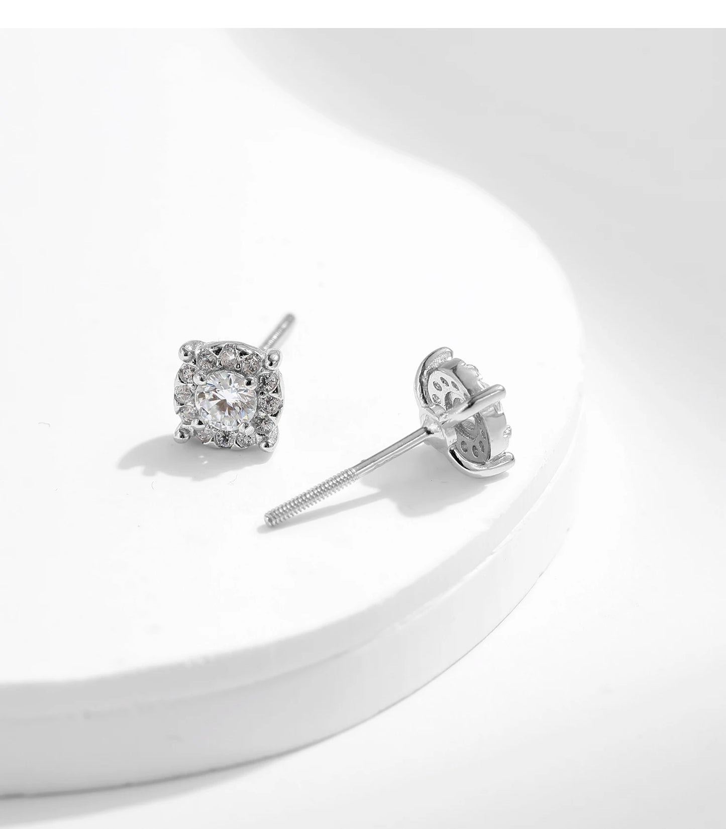 MODIAN D Color Moissanite Stud Earrings Round Cut Lab Created Diamond 925 Sterling Silver Silver Bridal Jewelry For Women Gifts
