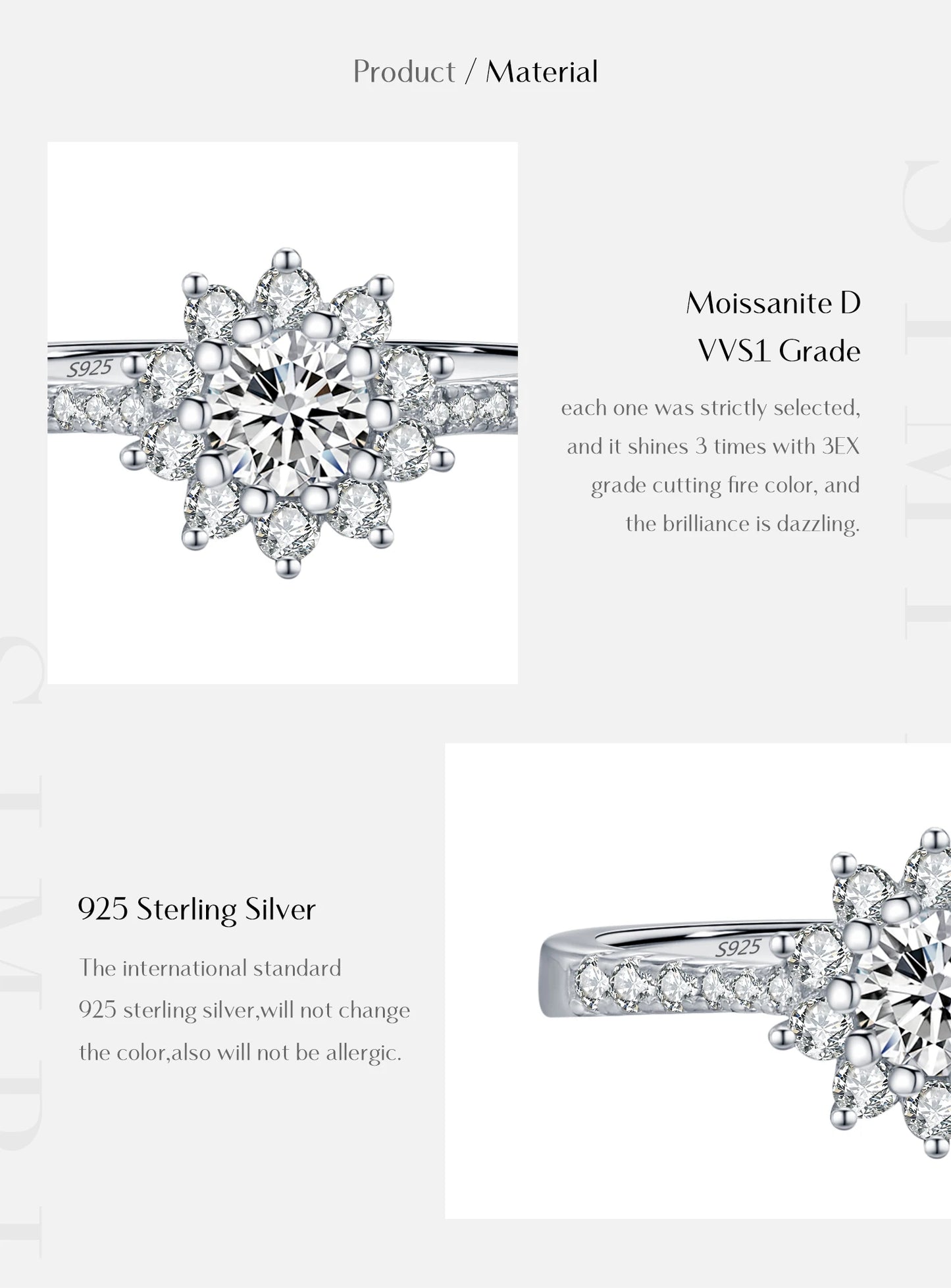 MODIAN D Color Moissanite Luxury Halo Rings 925 Sterling Silver Sparkling Wedding Engagement Rings For Women Fine Jewelry