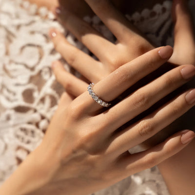 MODIAN D Color Moissanite Dazzling Ring 925 Sterling Silver Luxury Round Eternity Band Rings For Women Wedding Fine Jewelry Gift