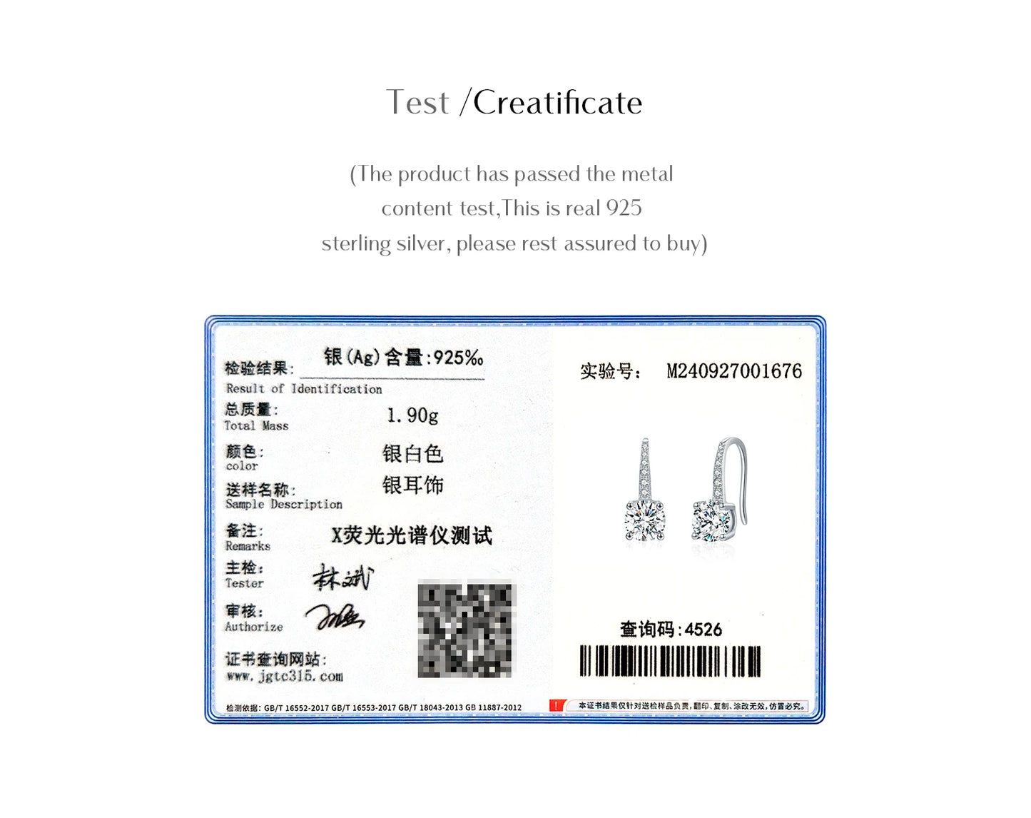 MODIAN D Color Luxury Moissanite Hook Earrings 925 Sterling Silver Classic Drop Earrings For Women Wedding Statement Jewelry