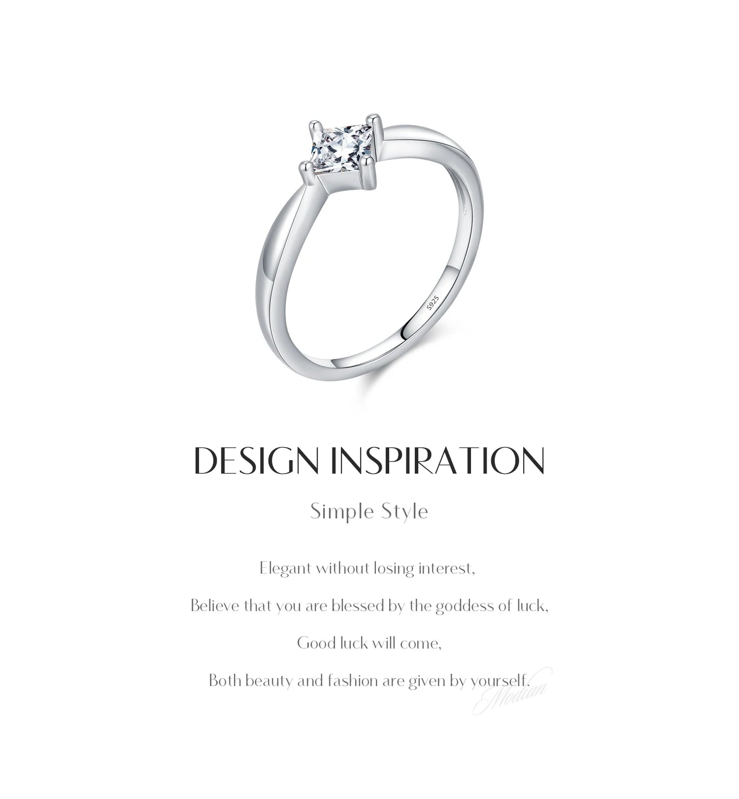 MODIAN D Color VVS1 Square Moissanite Ring 925 Sterling Silver Dazzling Wedding Band Rings For Women Fine Jewelry Gifts