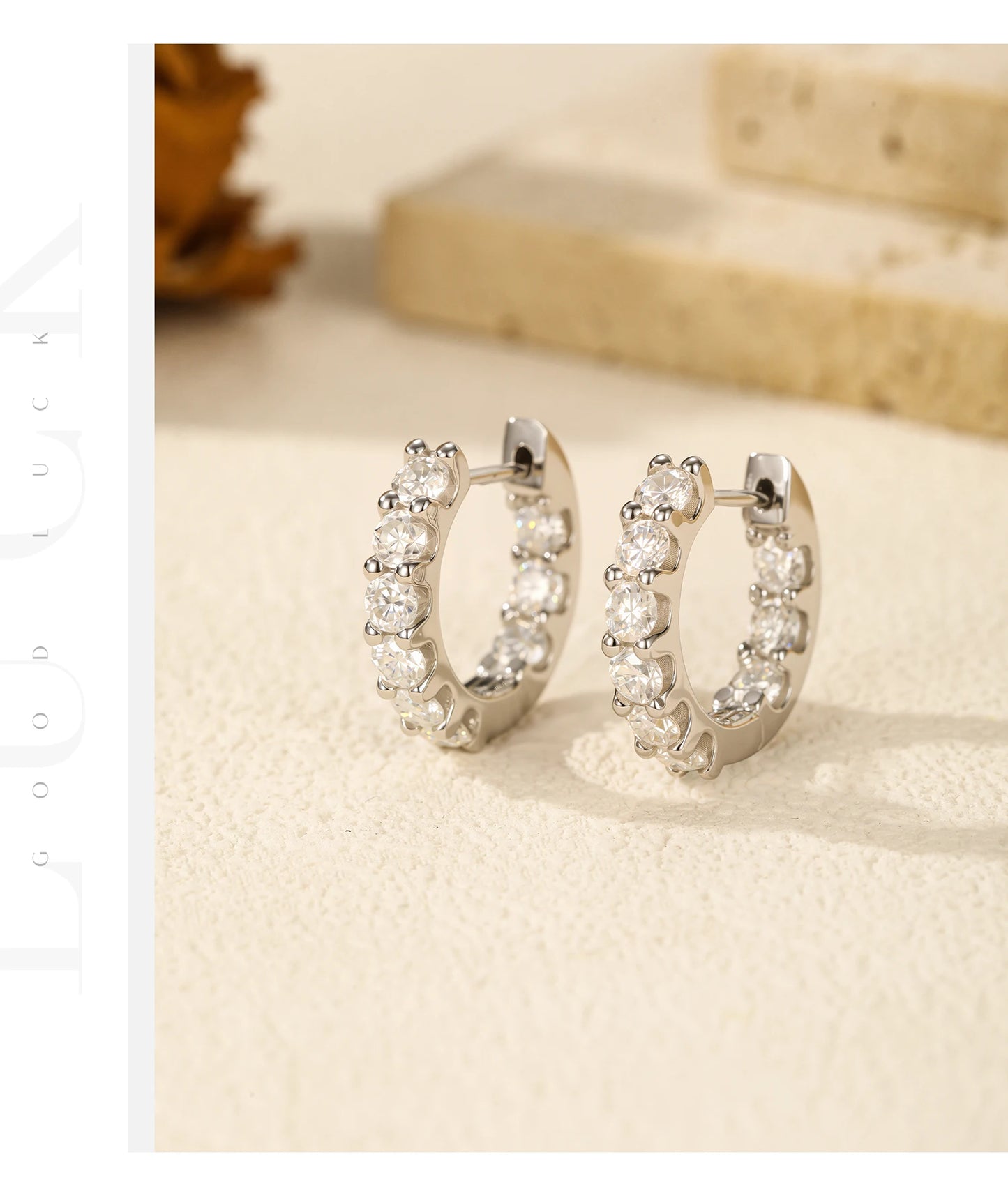 MODIAN D Color Round Moissanite Ear Buckle 925 Sterling Silver Classic Simple Hoop Earrings For Women Party Fine Jewelry Gifts