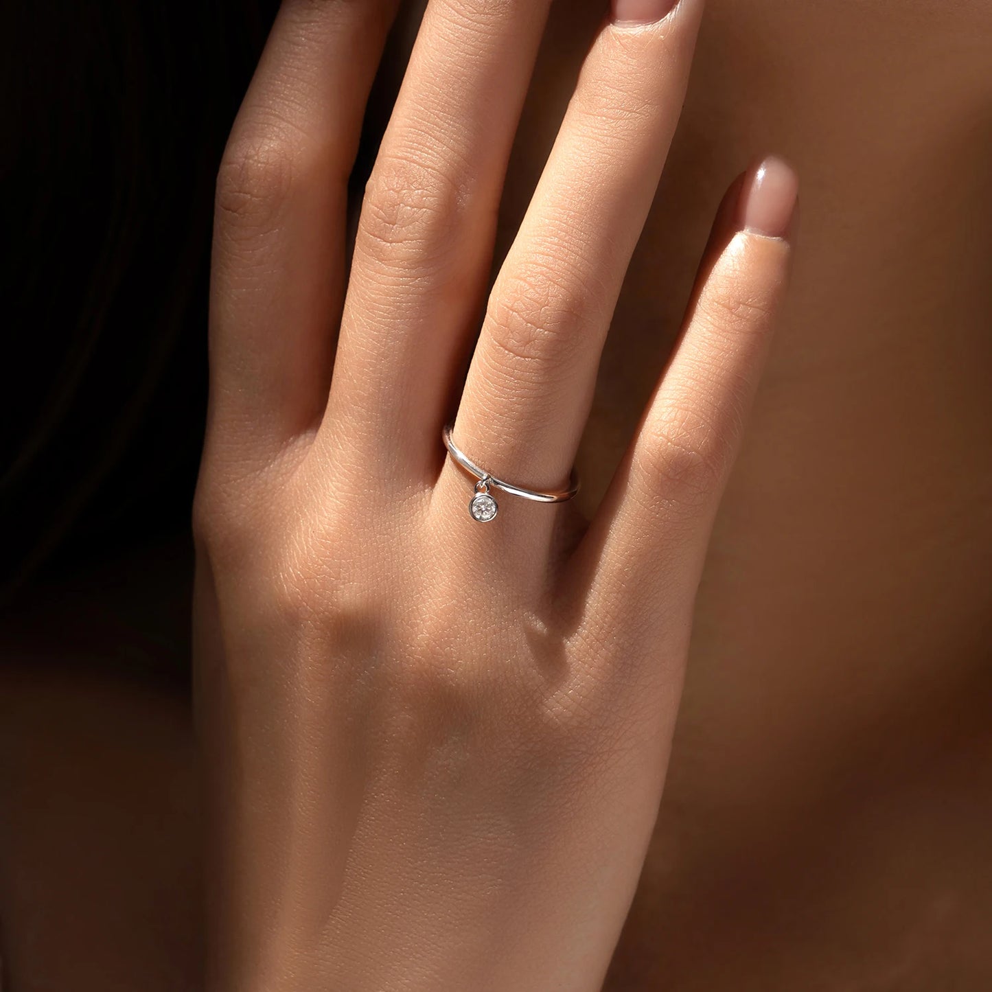MODIAN D Color Round Moissanite Ring 925 Sterling Silver Small Charms Sparkling Finger Rings For Women Wedding Jewelry Gift