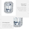 MODIAN Emerald Cut Moissanite Ear Studs 925 Sterling Silver Classic Luxury Halo Earrings For Women Wedding Fine Jewelry Gift
