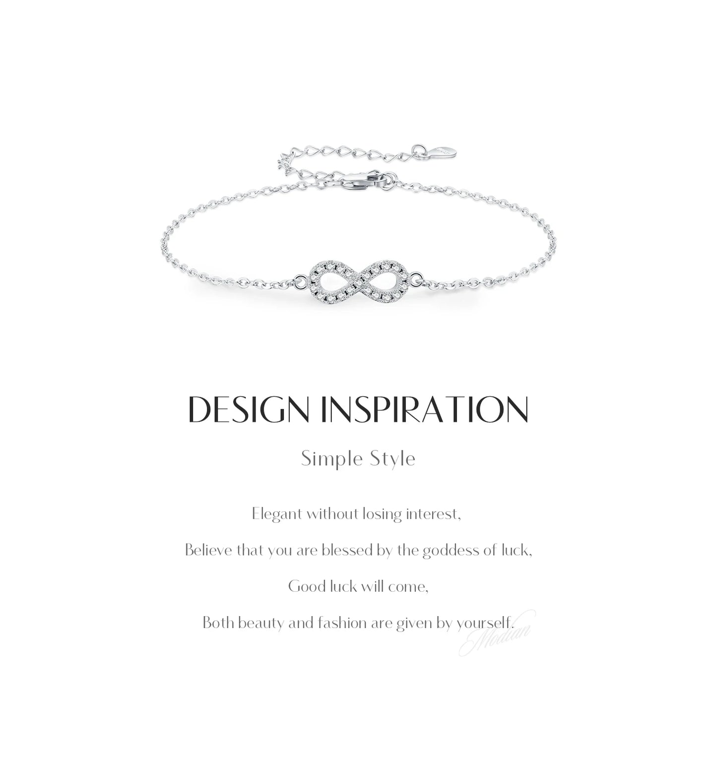 MODIAN D Color Moissanite Lab Created Diamond Bracelet 925 Sterling Silver Romantic Exquisite Infinity Love For Women Jewelry