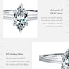 MODIAN D Color Marquise Cut Rhombic Moissanite 925 Sterling Silver Luxury  Band Rings For Women Wedding Fine Jewelry Gifts