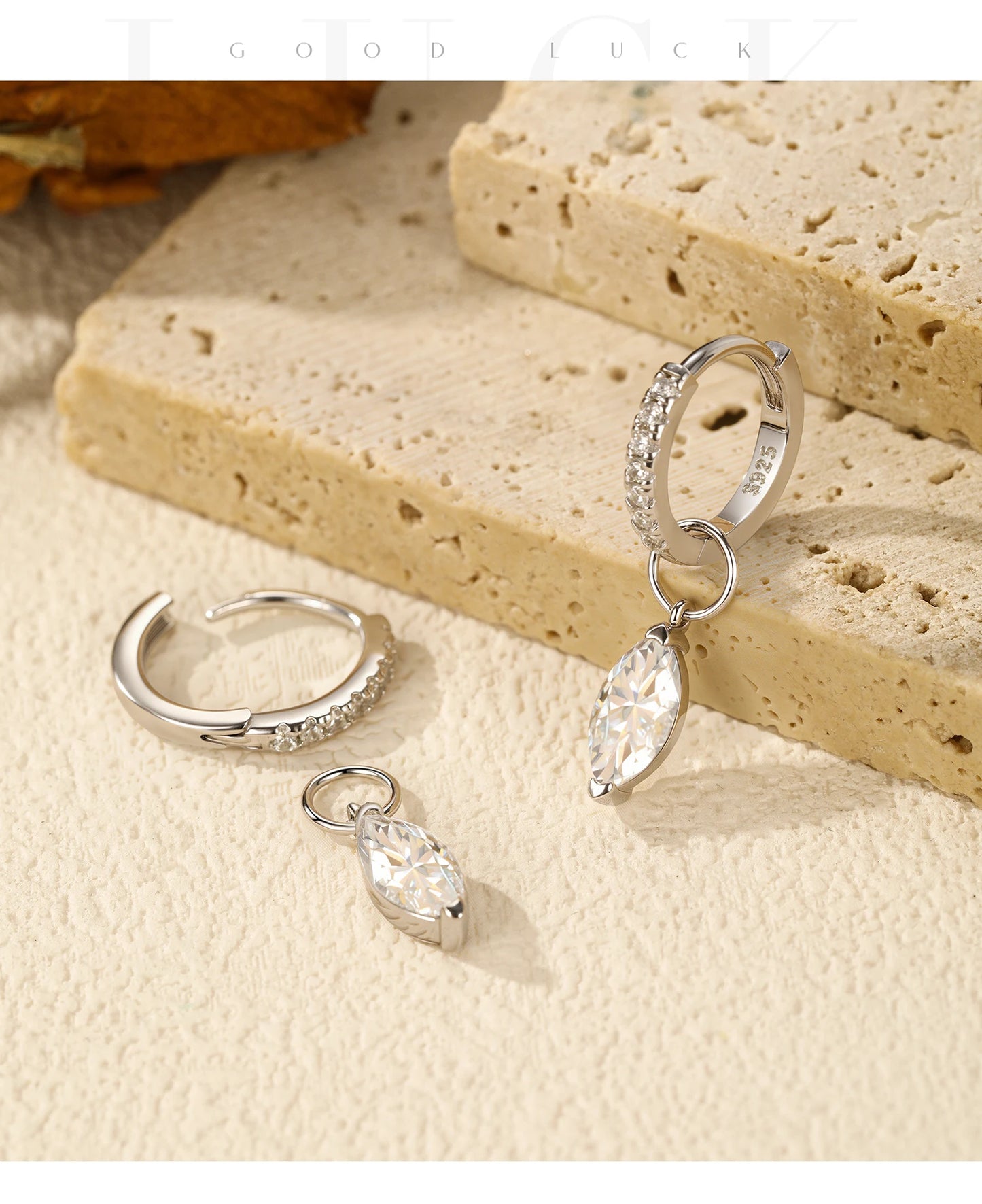 MODIAN 0.5Ct D Color Rhombic Moissanite Ear Buckles 925 Sterling Silver Luxury Shiny Hoop Earrings for Women Wedding Jewelry