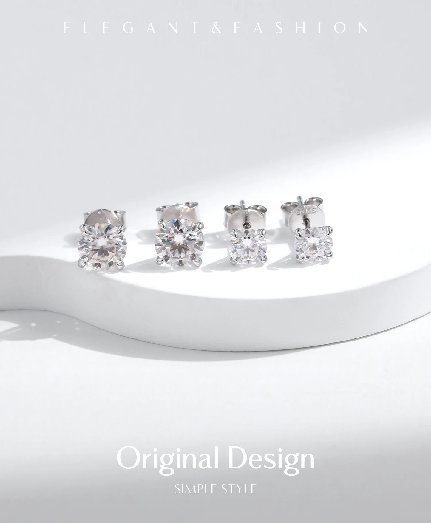 MODIAN D Color 1CT Moissanite Stud Earrings 925 Sterling Silver Wedding Engagement Lab Created Diamond Jewelry For Women Gift