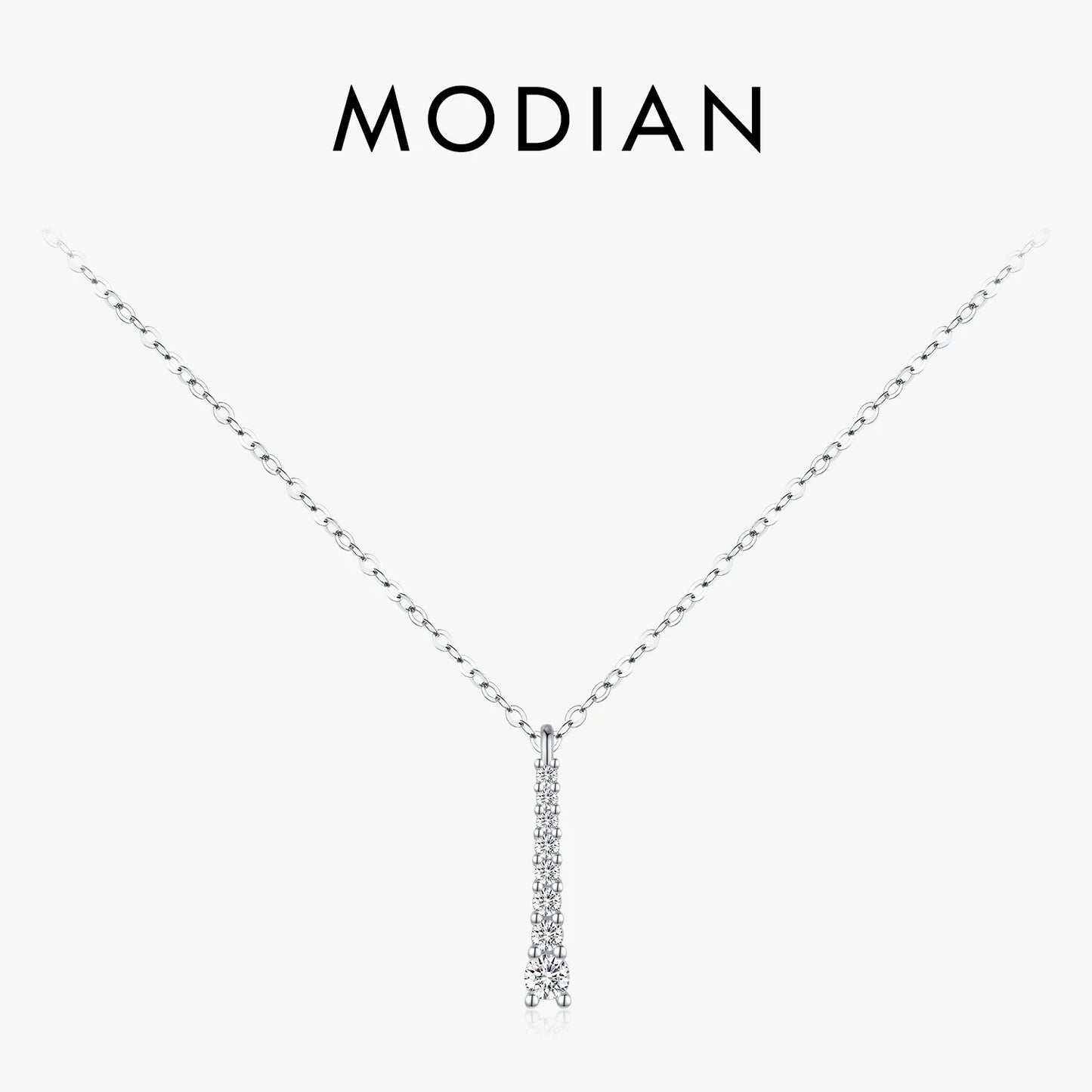 MODIAN Minimalist D Color Moissanite Necklace Prong Setting Lab Diamond For Women 925 Sterling Silver Pendant Necklace Jewelry